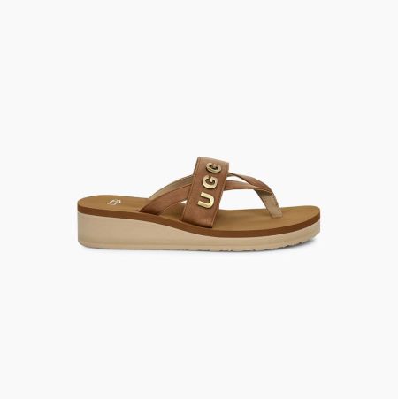 UGG Luna Logo Charm - Sandaler Dame - Brune (NO-Z256)